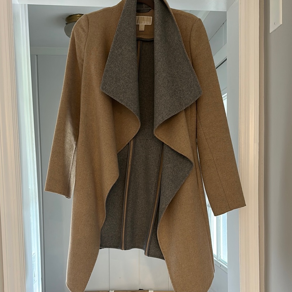 Michael by MK Tan and Gray Open Front Coat